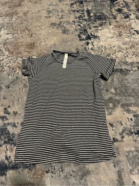 Kids charcoal & White Striped Short Sleeve Shirt
